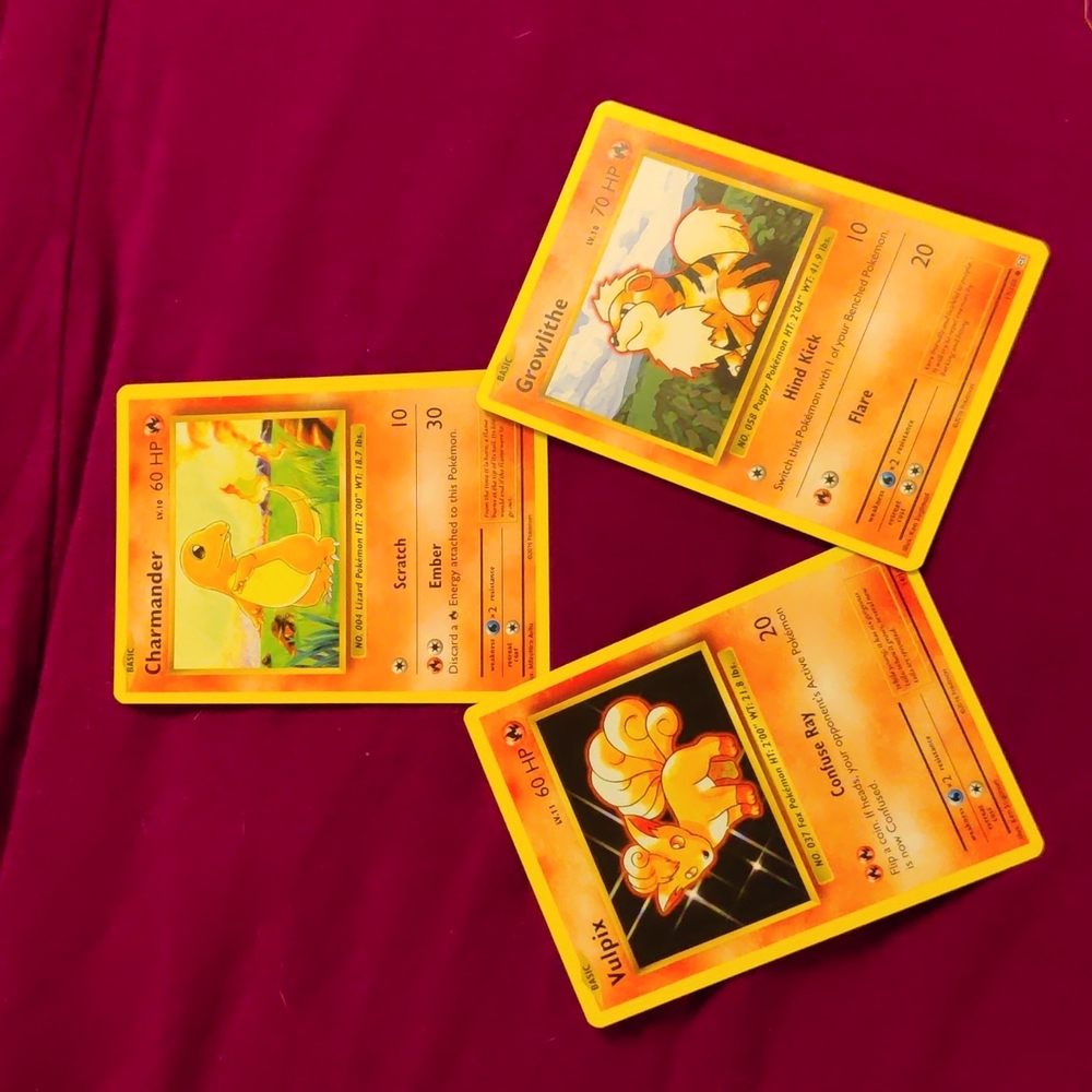 18 POKEMON cards fire Charmander Growlithe Vulpix fennekin